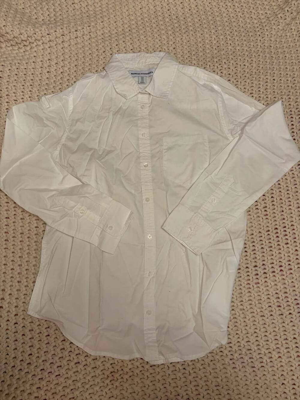 Amazon Essentials Long Sleeve Button Down Shirt Size M White
